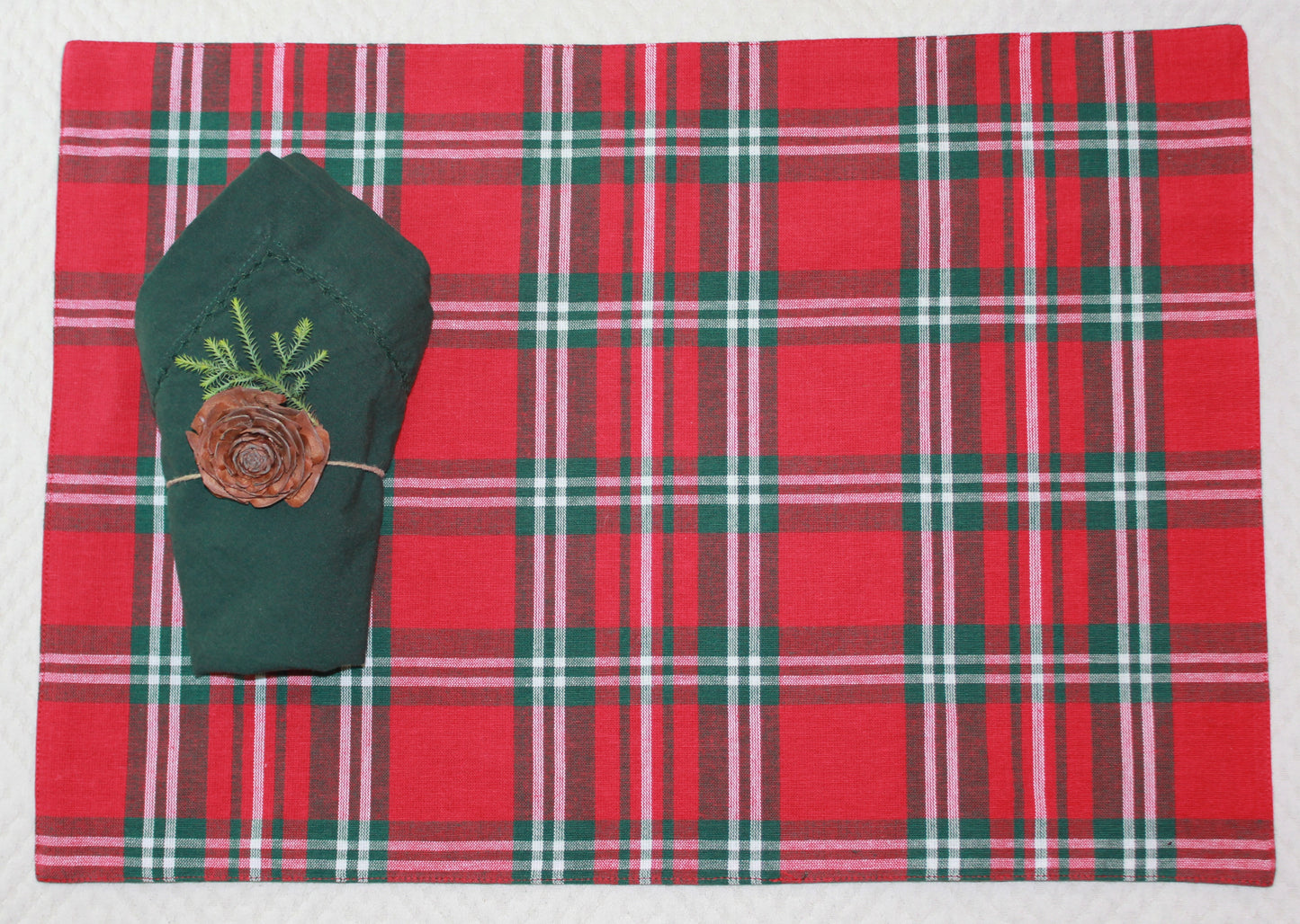 HEARTH Plaid place mat and PINE Forest napkin - set of 2