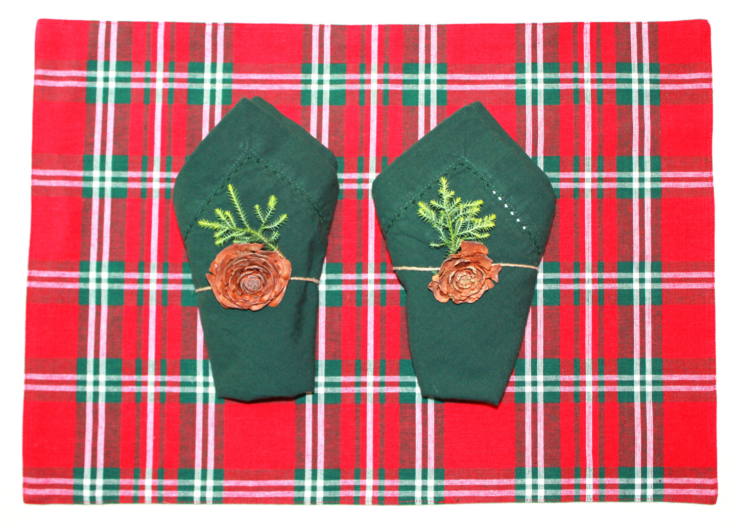 HEARTH Plaid place mat and PINE Forest napkin - set of 2