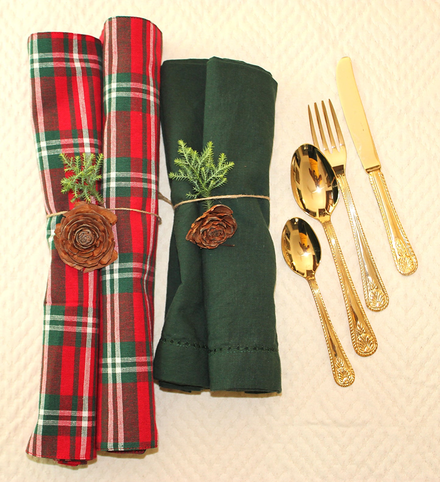 HEARTH Plaid place mat and PINE Forest napkin - set of 2