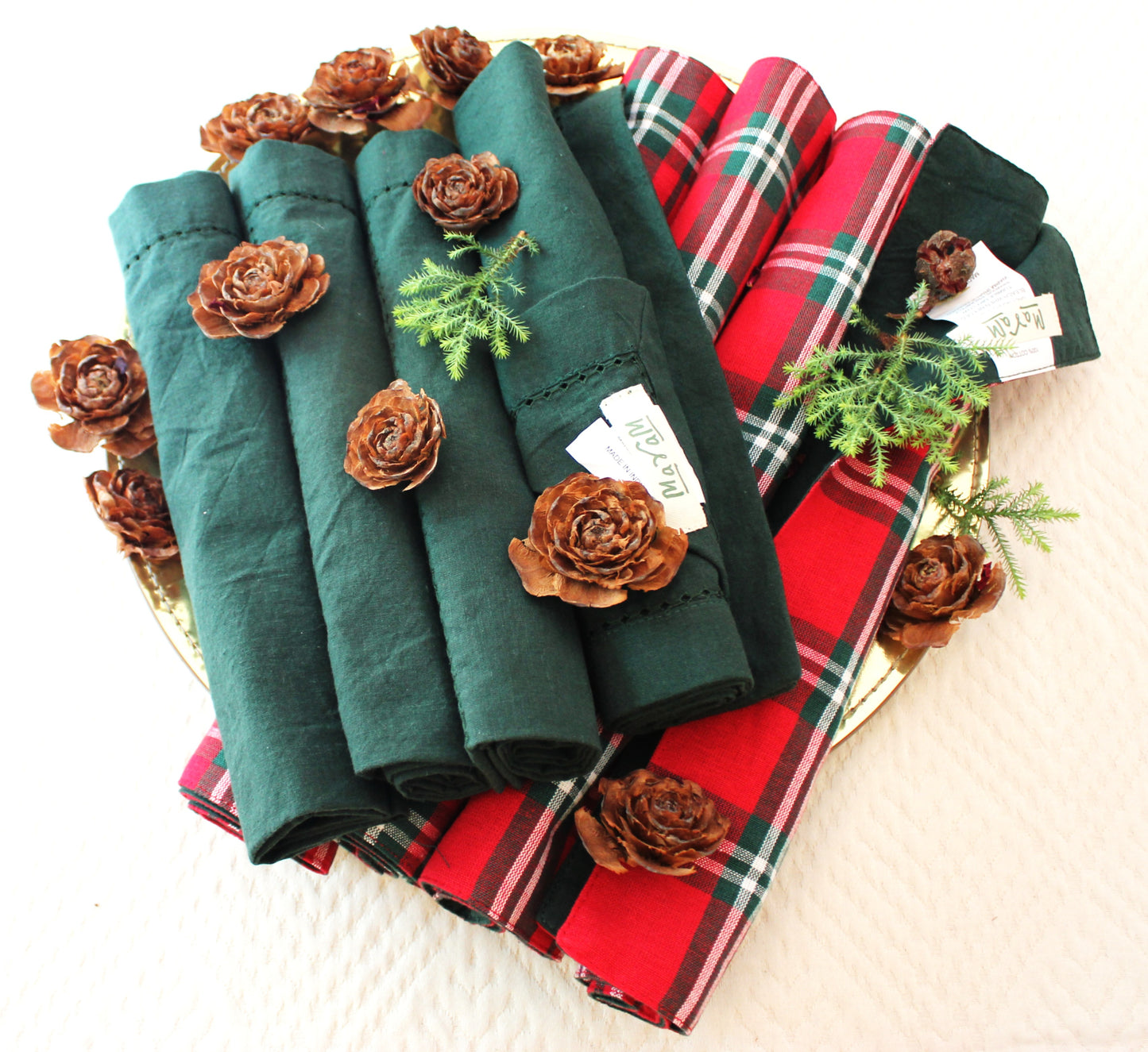 HEARTH Plaid place mat and PINE Forest napkin - set of 2